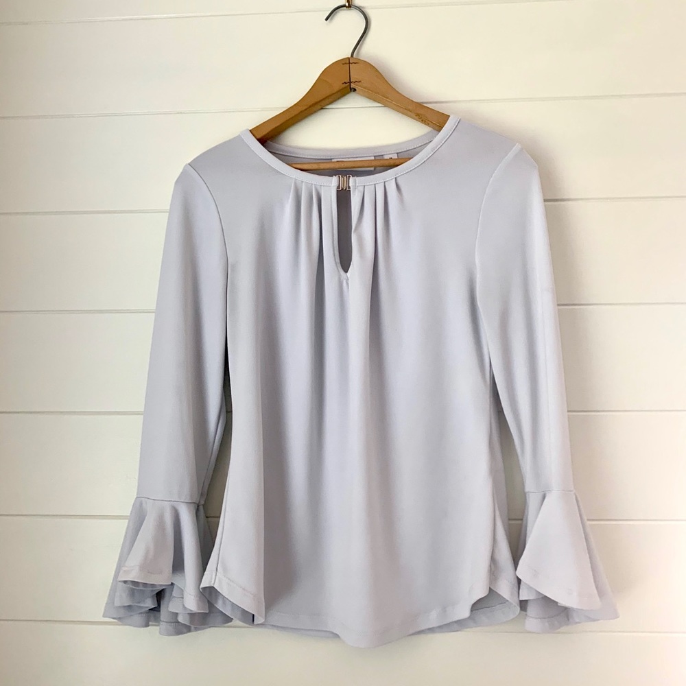 New York & Company White Long Sleeved Blouse